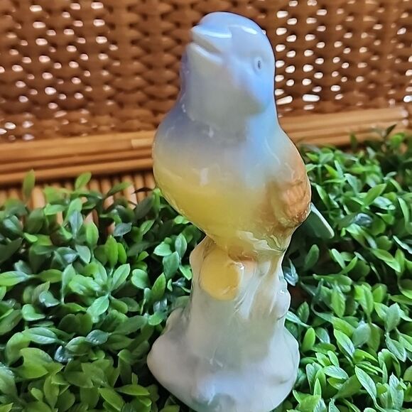 Vintage Blue Capped Bird On Perch - Picture 5 of 11